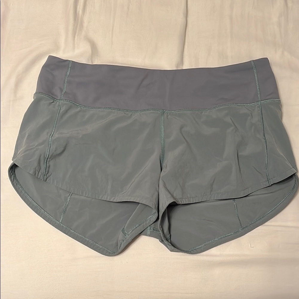 COPY - Slate Gray/Blue Lululemon Shorts with Curved Hems and Elastic Waistband